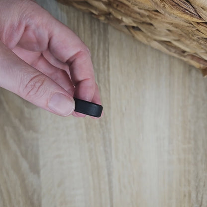 Wide Beveled Black Silicone Ring